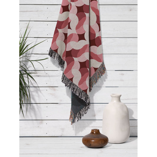 Venice in Red Woven Cotton Throw Blanket