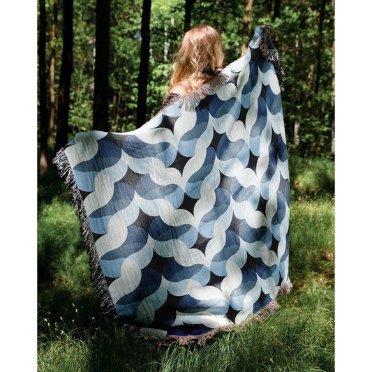 Venice in Blue Woven Cotton Throw Blanket