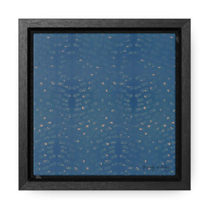 Framed mini canvas featuring a blue and fold abstract hand-painted print
