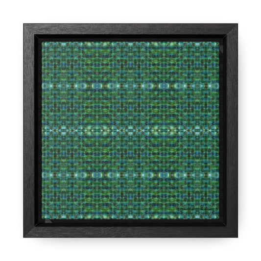 Framed mini canvas featuring an abstract green plaid pattern