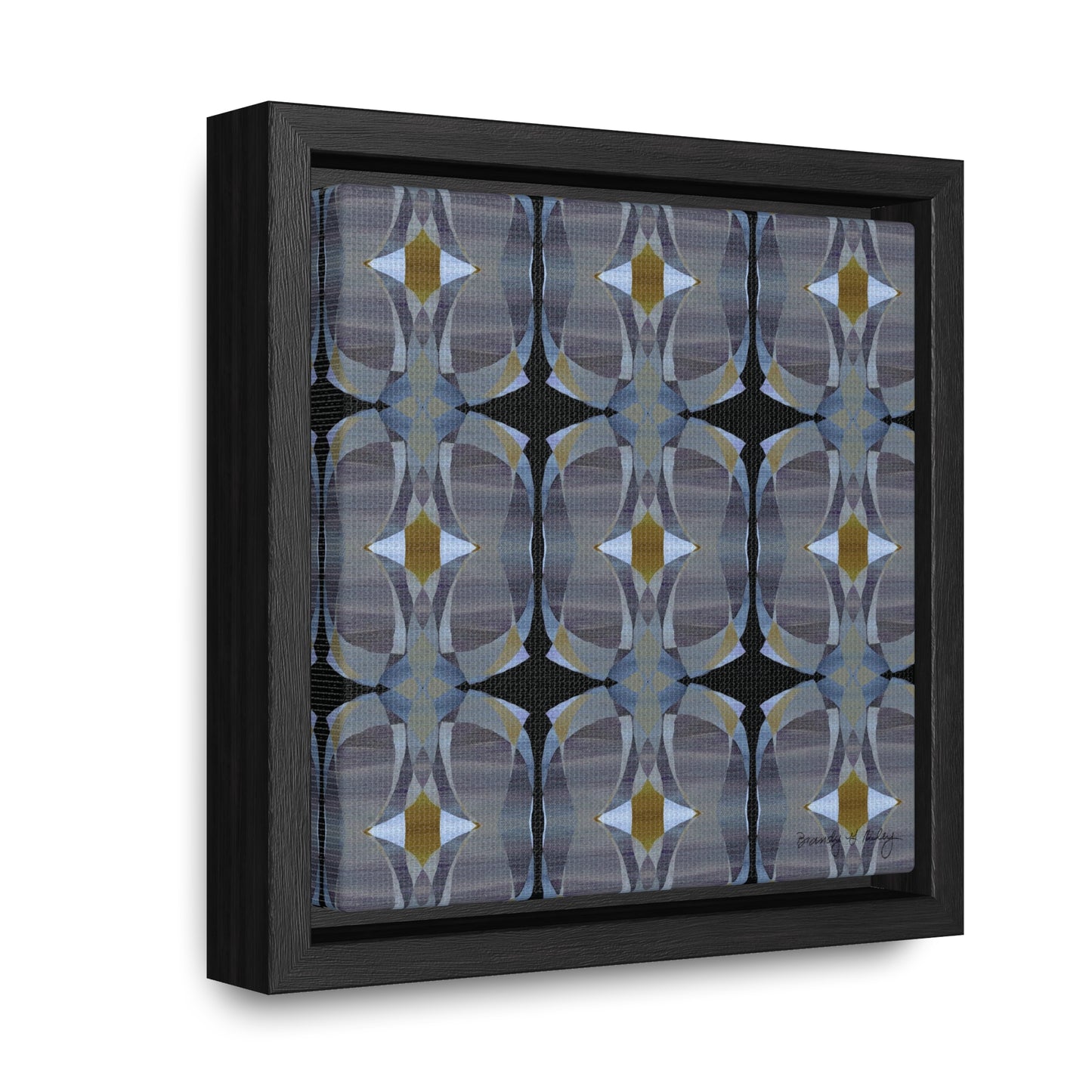 Mini stretch canvas featuring an abstract gray pattern in a black fraome