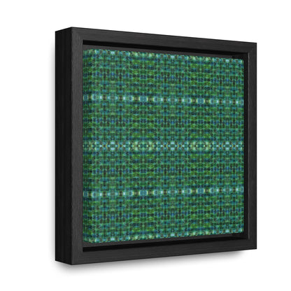 Framed mini canvas featuring an abstract green plaid pattern