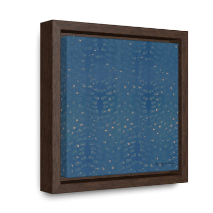 Framed mini canvas featuring a blue and fold abstract hand-painted print