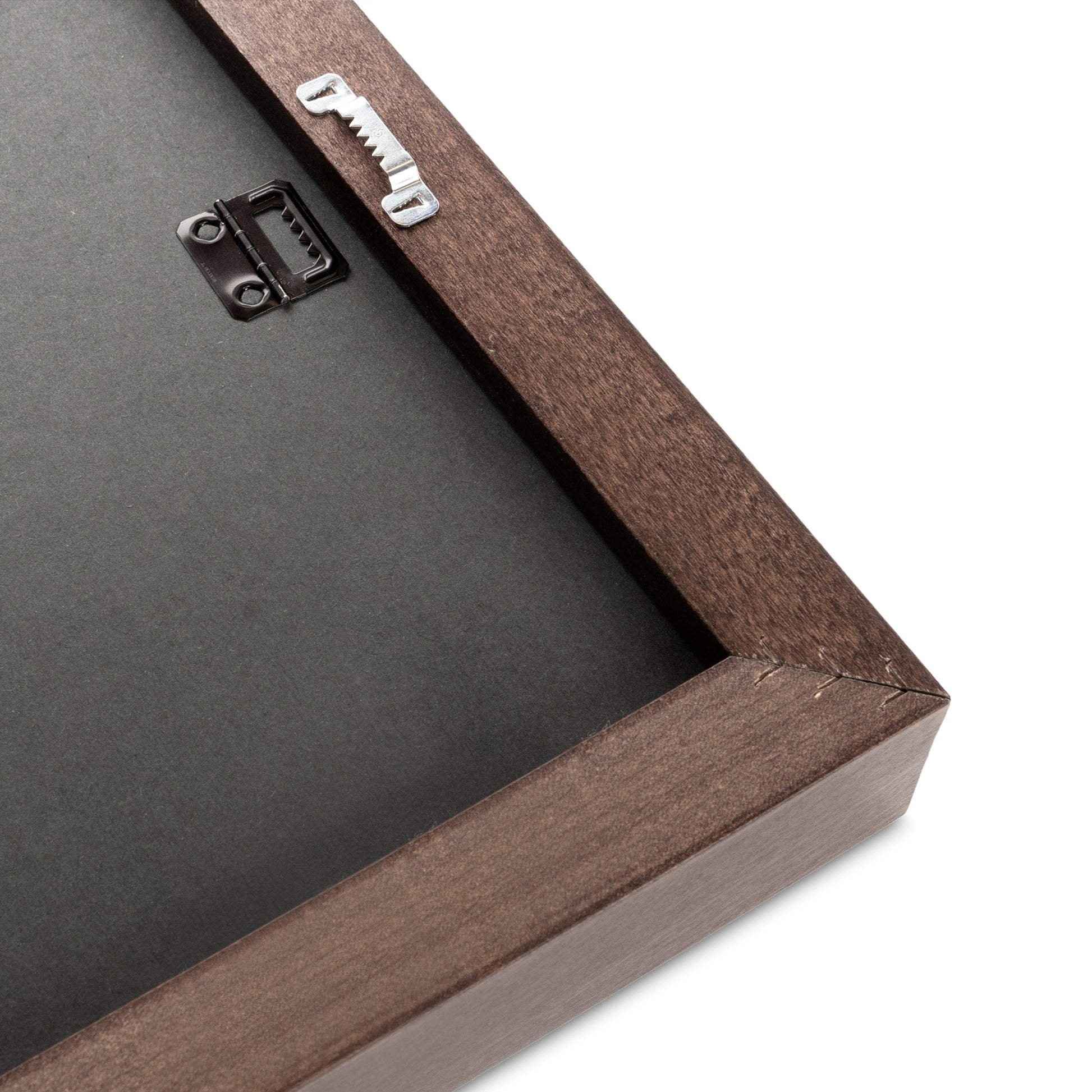 Brown frame featuring hanging hardware
