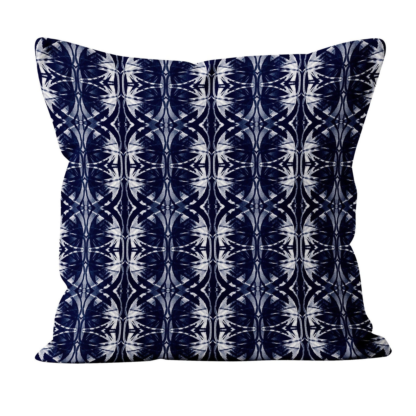 Throw pillow featuring abstract pattern in dark blue and white
