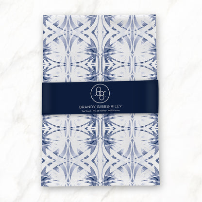 Flour sack tea towel featuring a light blue abstract pattern