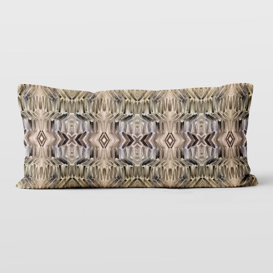 12x24 rectangular pillow featuring a brown abstract hand-painted pattern.