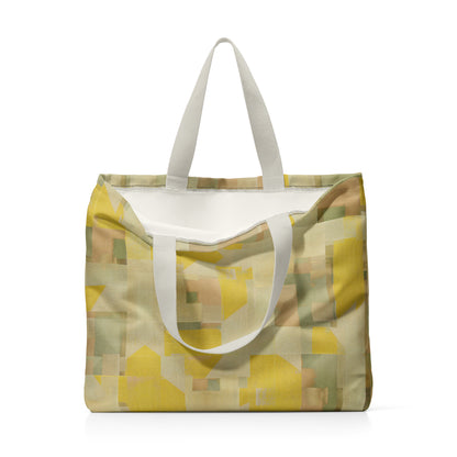 Oversized tote bag featuring an abstract yellow pattern