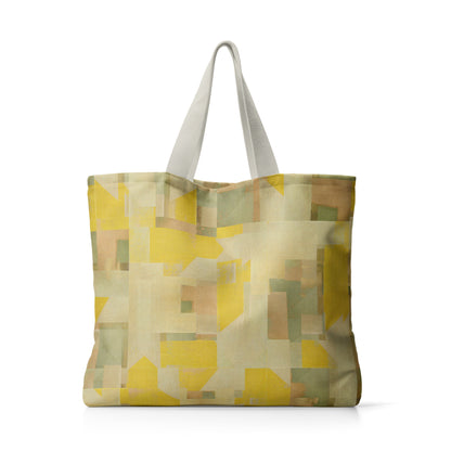 Oversized tote bag featuring an abstract yellow pattern