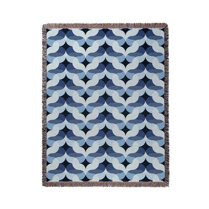 Venice in Blue Woven Cotton Throw Blanket