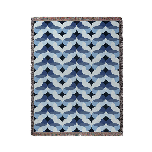 Venice in Blue Woven Cotton Throw Blanket