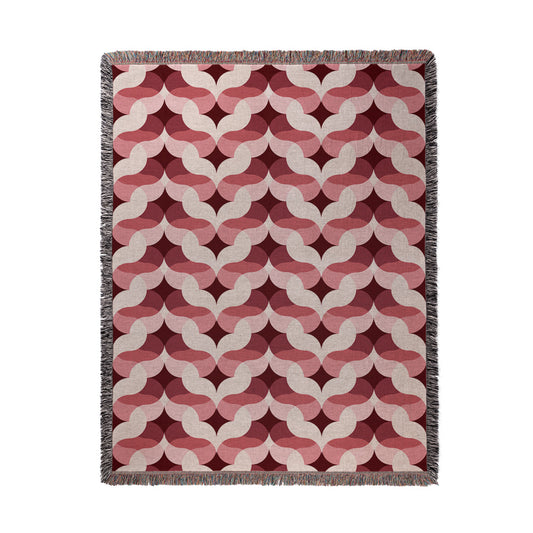 Venice in Red Woven Cotton Throw Blanket
