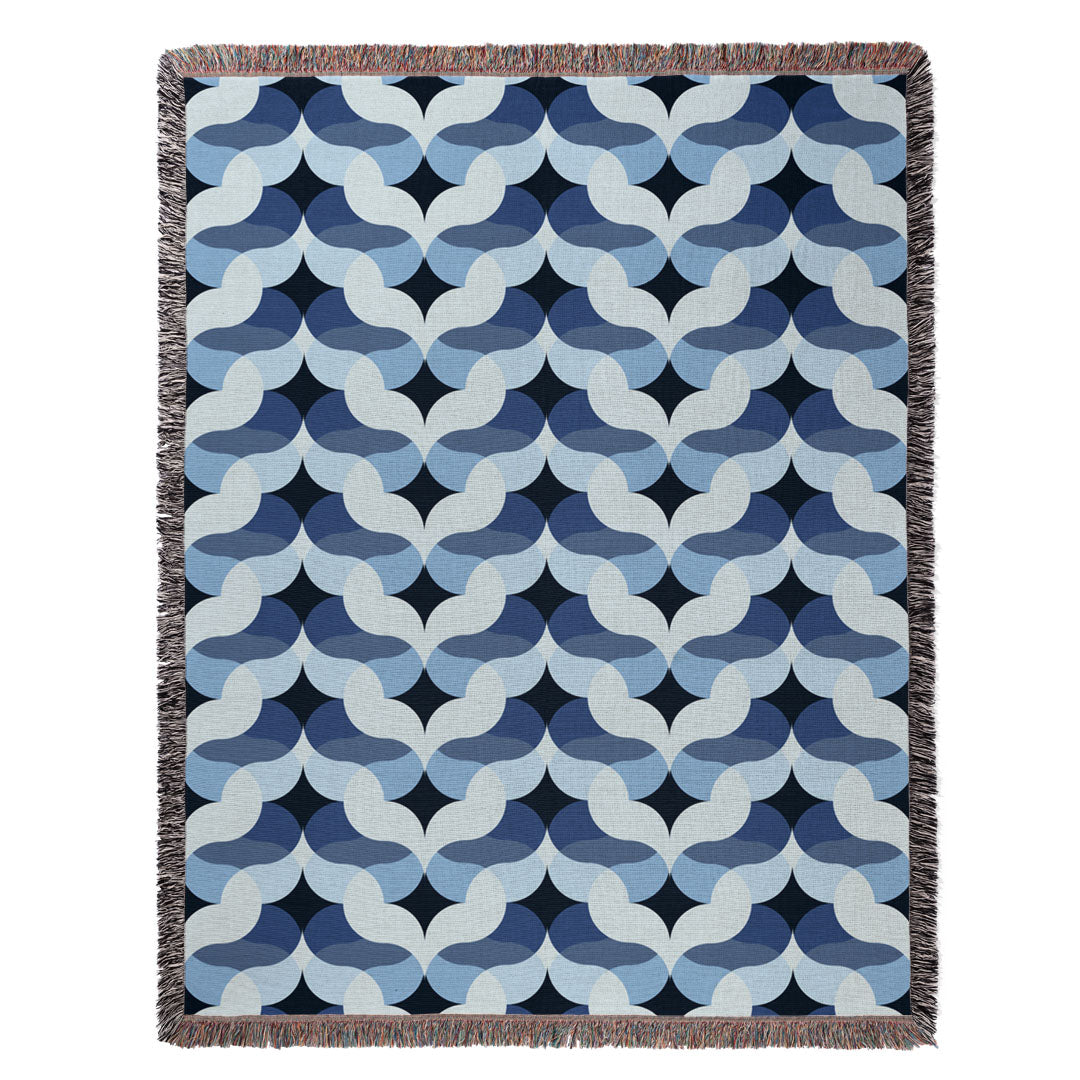 Venice in Blue Woven Cotton Throw Blanket