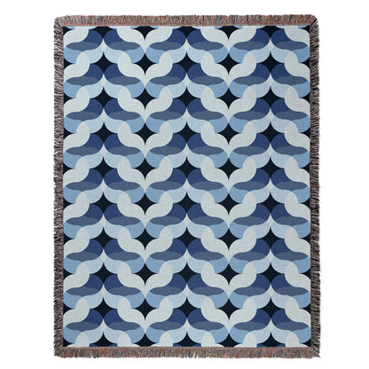 Venice in Blue Woven Cotton Throw Blanket