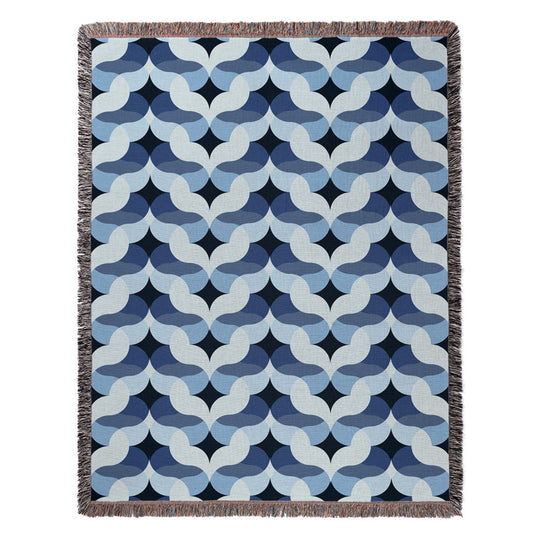 Venice in Blue Woven Cotton Throw Blanket
