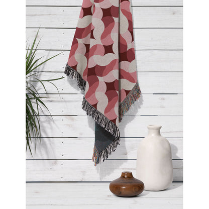 Venice in Red Woven Cotton Throw Blanket