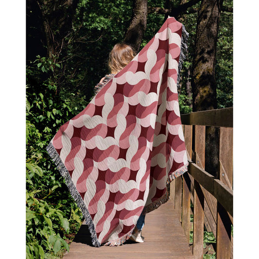 Venice in Red Woven Cotton Throw Blanket