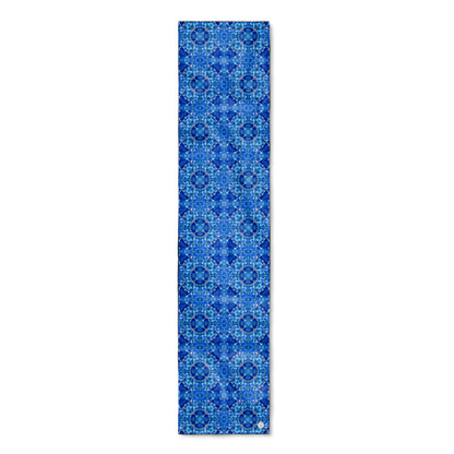 Lisbon oblong silk scarf featuring a cobalt blue, abstract hand-painted pattern.